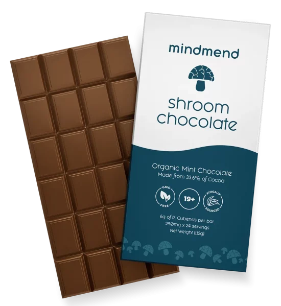 Mint chocolate bar with mushrooms