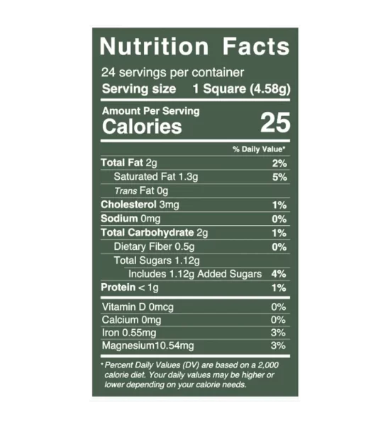 Shrooms Vegan Dark Chocolate Nutrition Facts